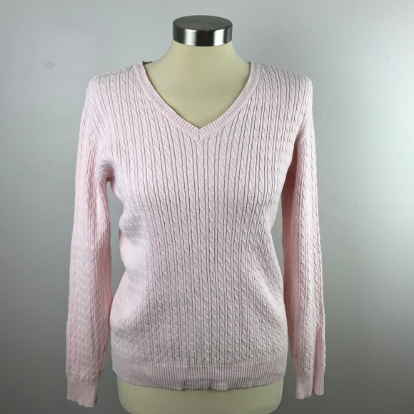 Karen Scott Sweaters - Karen Scott Light Pink Small Cable Knit Sweater
